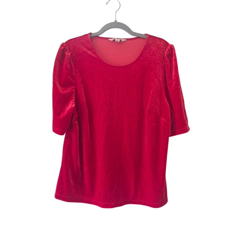 Boden Red Velvet Puff Sleeve Top Size US 14